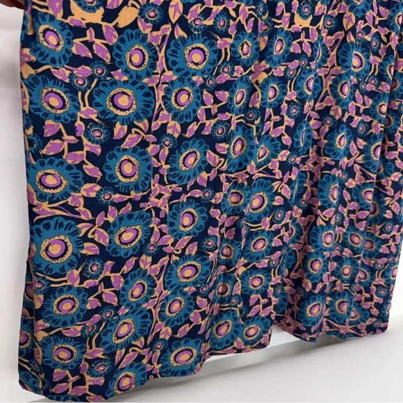 Natural Life Blue Purple Orange Dark Floral Long Sleeve Maxi Dress Nwt Size XL - Picture 11 of 16
